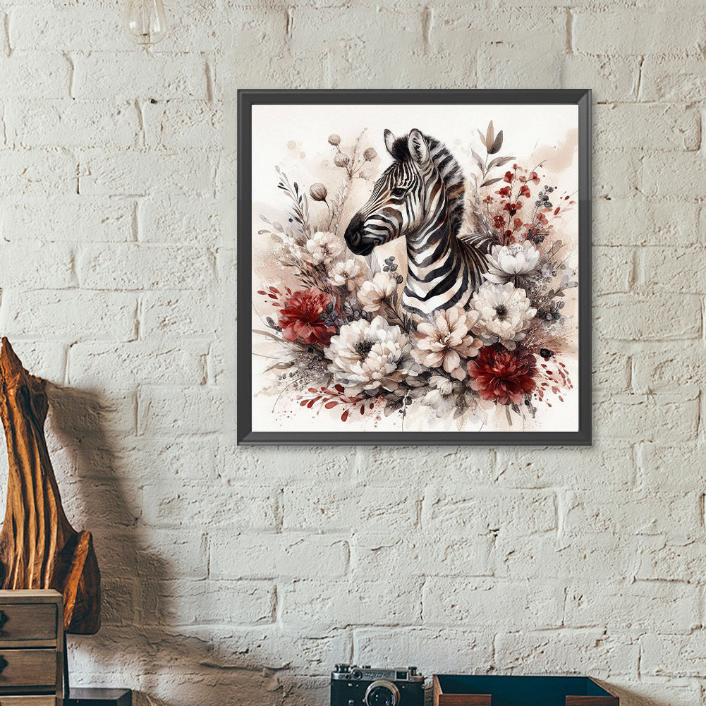 Red And White Zebra - Full Round Drill Diamond Painting 40*40CM