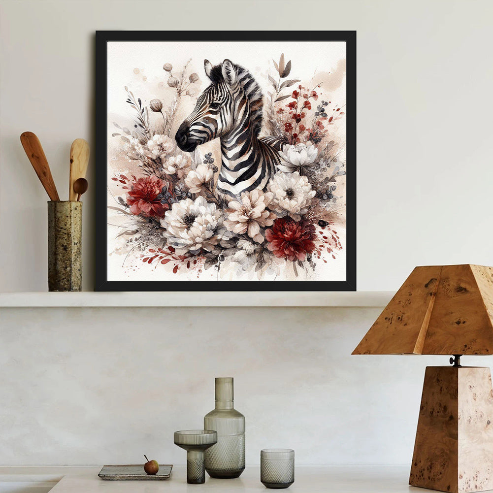 Red And White Zebra - Full Round Drill Diamond Painting 40*40CM