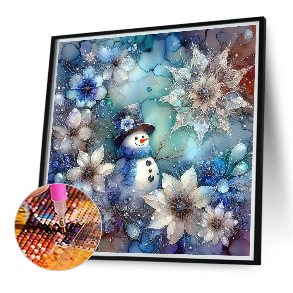 Snowflakes Snowman - Full Round Drill Diamond Painting 40*40CM