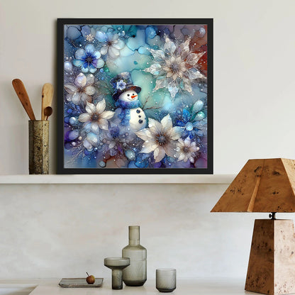 Snowflakes Snowman - Full Round Drill Diamond Painting 40*40CM