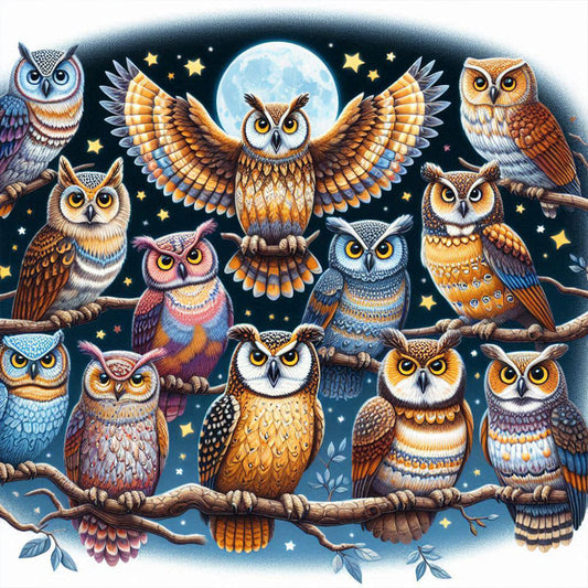 Multiple Owls - Full Round Drill Diamond Painting 40*40CM