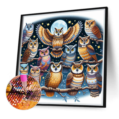 Multiple Owls - Full Round Drill Diamond Painting 40*40CM