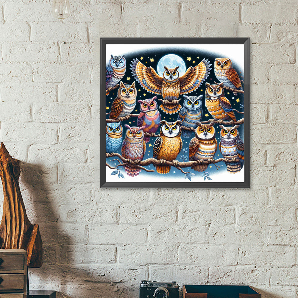 Multiple Owls - Full Round Drill Diamond Painting 40*40CM