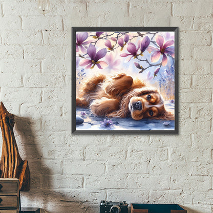 Magnolia Cocker Spaniel - Full Round Drill Diamond Painting 40*40CM