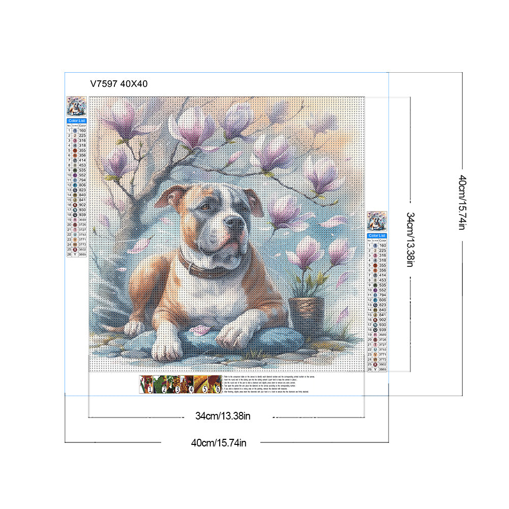 Magnolia Bulldog - Full Round Drill Diamond Painting 40*40CM