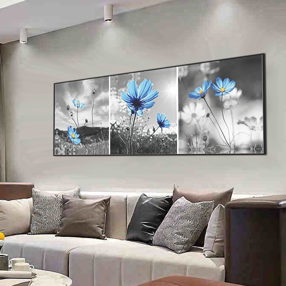 Blue Flower - Full Round Drill Diamond Painting 80*30CM