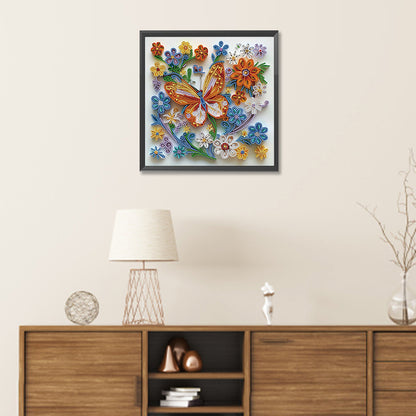 Paper-Cut Butterfly Flower - Partial Special-Shaped Drill Diamond Painting 30*30CM