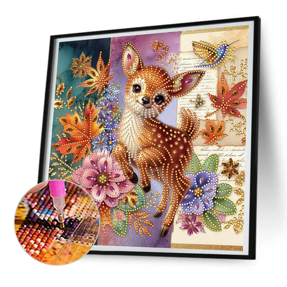 Maple Leaf Elk - Partial Special-Shaped Drill Diamond Painting 30*30CM