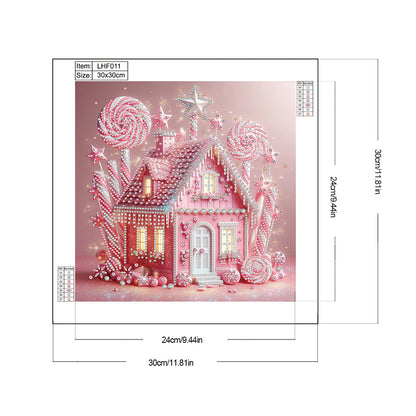 Pink Candy House - Partial Special-Shaped Drill Diamond Painting 30*30CM