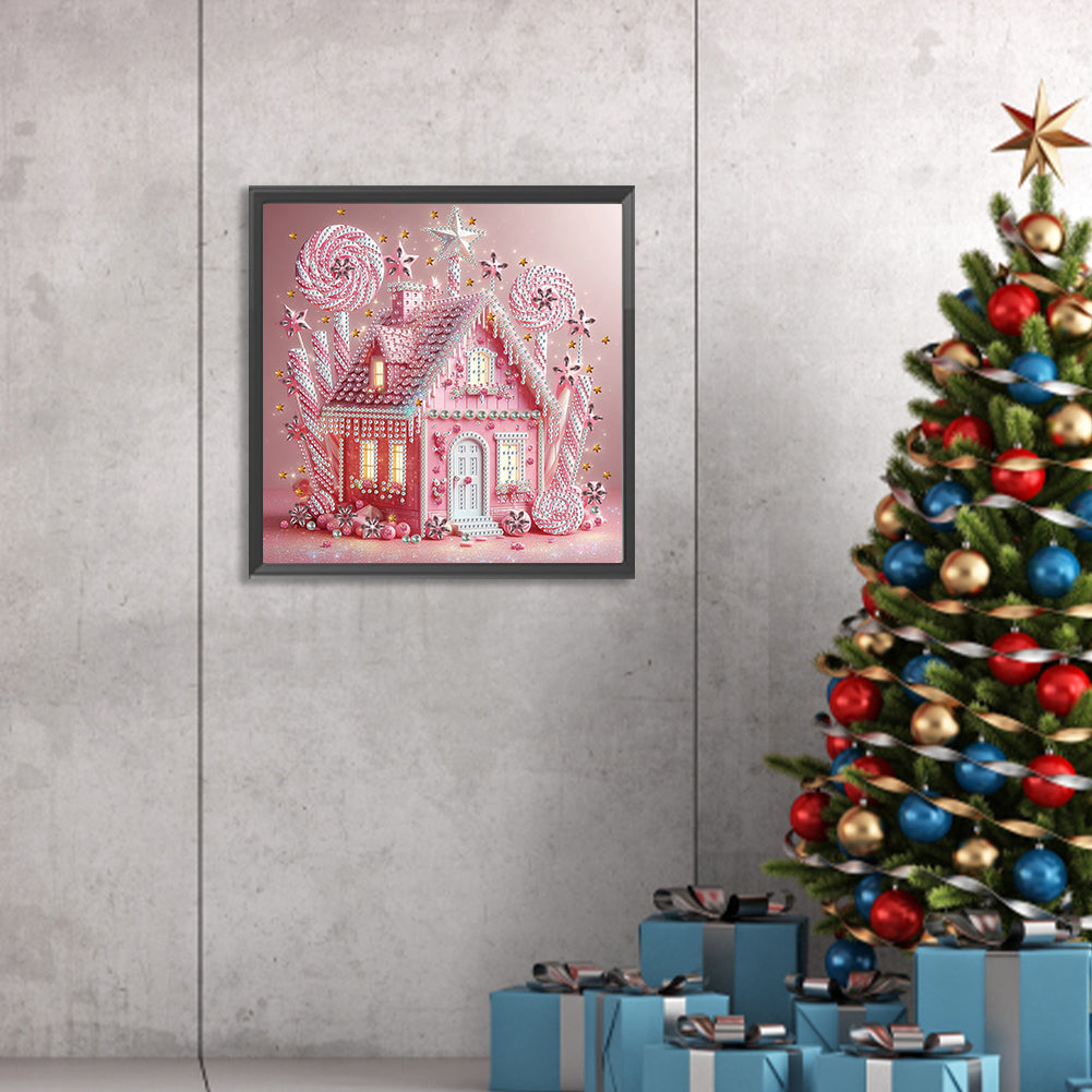 Pink Candy House - Partial Special-Shaped Drill Diamond Painting 30*30CM