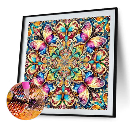 Butterfly Mandala - Full Round Drill Diamond Painting 40*40CM