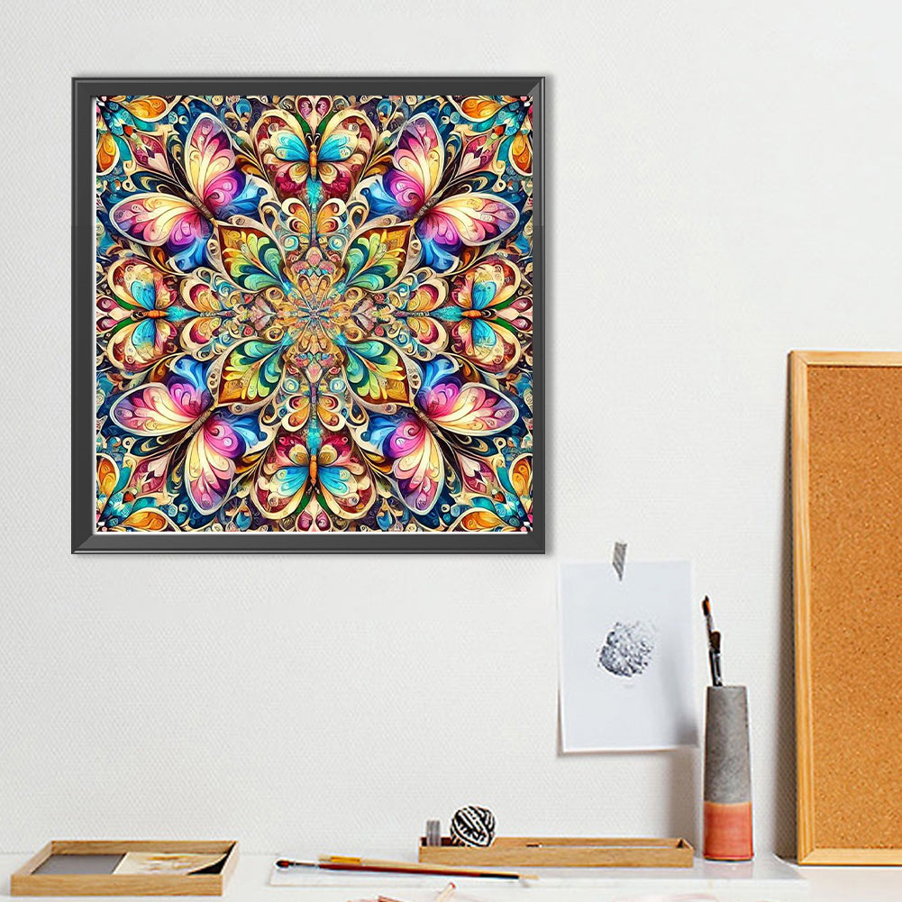 Butterfly Mandala - Full Round Drill Diamond Painting 40*40CM