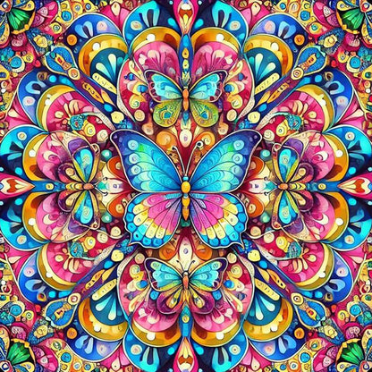 Butterfly Mandala - Full Round Drill Diamond Painting 40*40CM