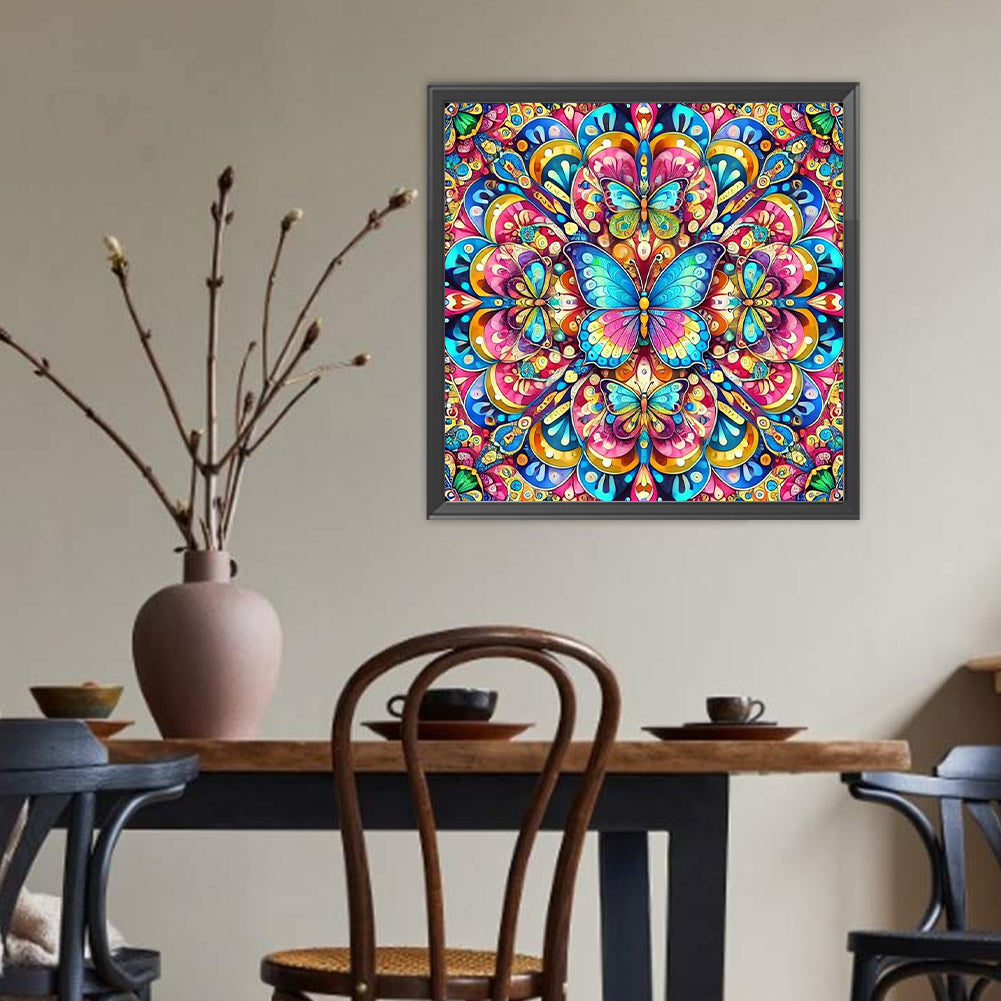 Butterfly Mandala - Full Round Drill Diamond Painting 40*40CM