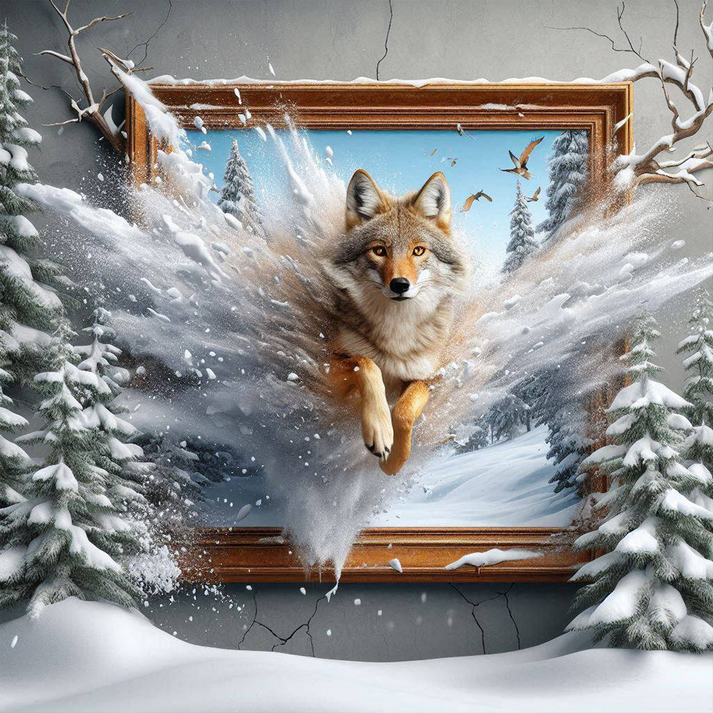 Run Out Of The Frame Wolf - Full Round Drill Diamond Painting 40*40CM