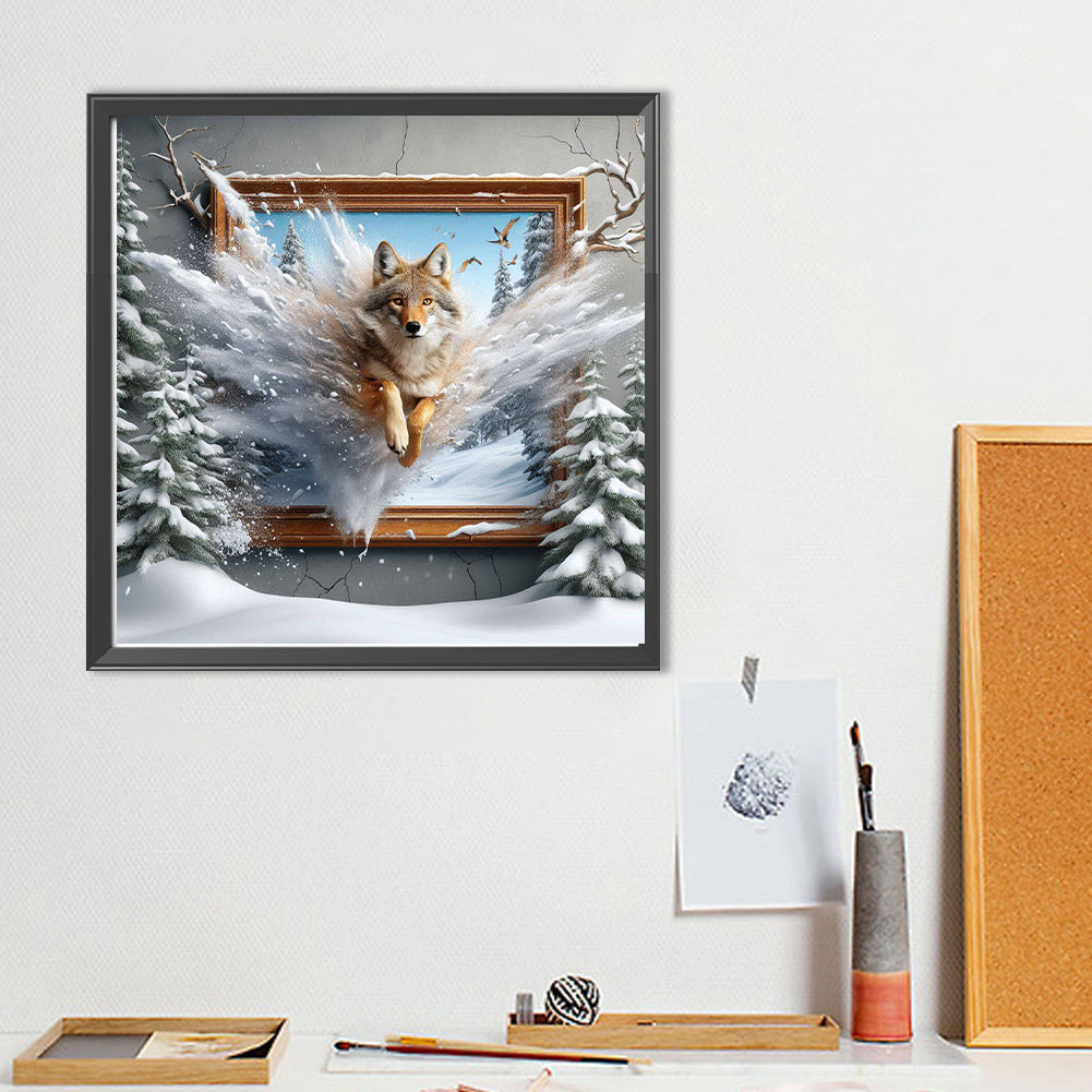 Run Out Of The Frame Wolf - Full Round Drill Diamond Painting 40*40CM