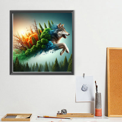 Run Out Of The Frame Mountain Wolf - Full Round Drill Diamond Painting 40*40CM