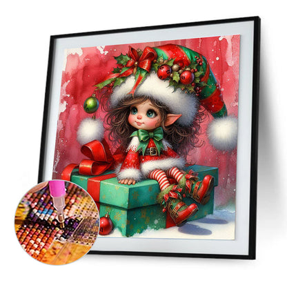 Christmas Curly Elf Girl - Full Round Drill Diamond Painting 30*30CM