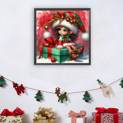 Christmas Curly Elf Girl - Full Round Drill Diamond Painting 30*30CM