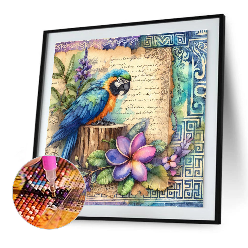 Macaw - Full Round Drill Diamond Painting 30*30CM