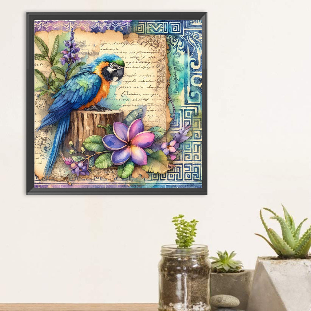 Macaw - Full Round Drill Diamond Painting 30*30CM