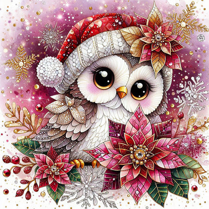 Christmas Owl - Full Round Drill Diamond Painting 30*30CM