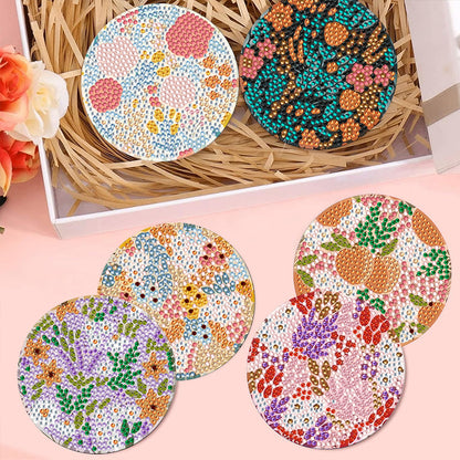 8Pcs Wooden Leaves Diamond Art Coasters 5D DIY Coaster Diamond Dot Kits