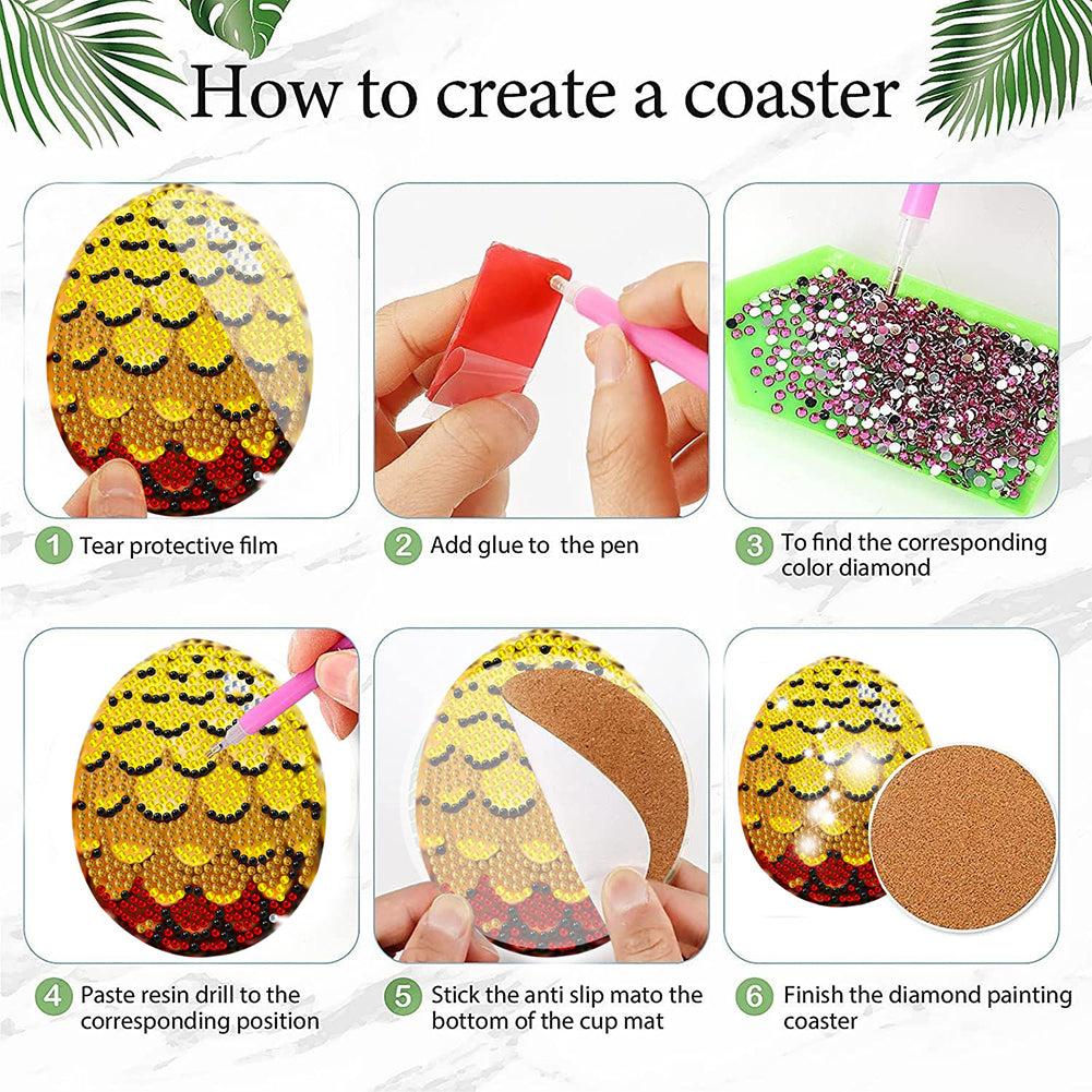 8Pcs Wooden Easter Eggs Diamond Art Coasters DIY Coaster Diamond Dot Kits