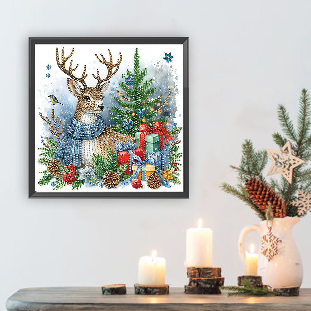 Christmas Elk - Partial Special-Shaped Drill Diamond Painting 30*30CM