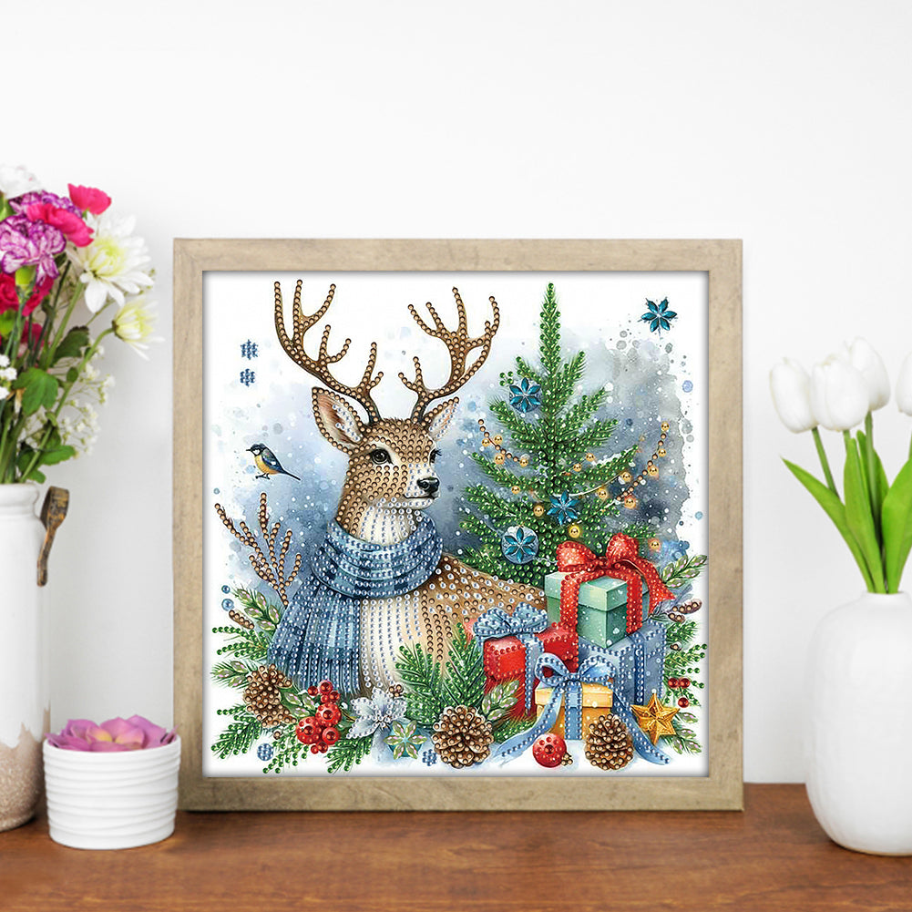 Christmas Elk - Partial Special-Shaped Drill Diamond Painting 30*30CM