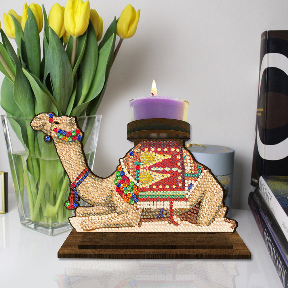 Animal Desktop 5D DIY Diamond Painting Art Candle Holder Home Decor (Camel)