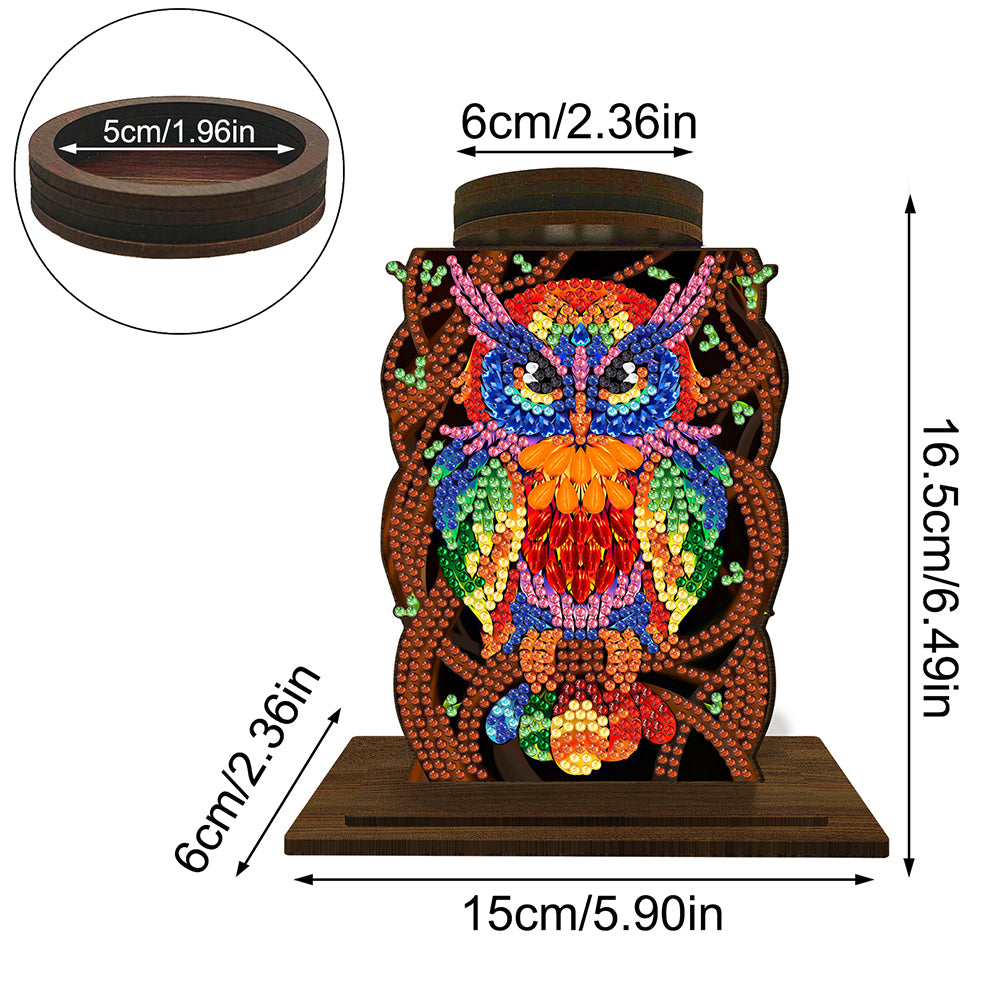 Animal Desktop 5D DIY Diamond Painting Art Candle Holder Home Decor (Owl)