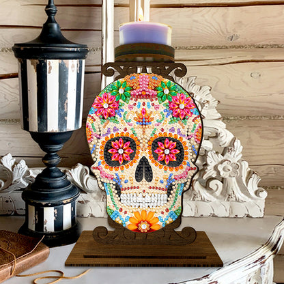 Animal Desktop 5D DIY Diamond Painting Art Candle Holder Home Decor (Skull)