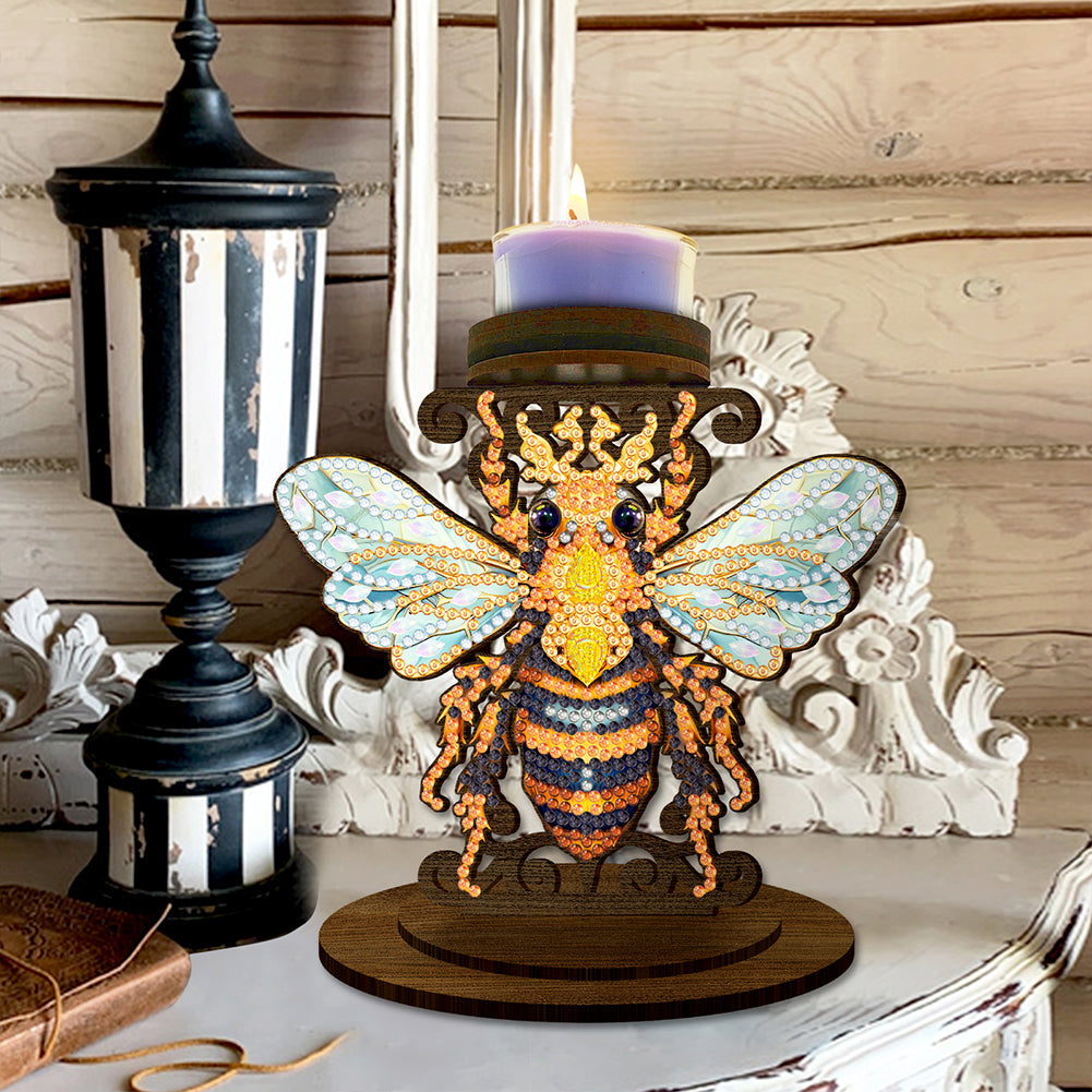 Animal Desktop 5D DIY Diamond Painting Art Candle Holder Home Decor (Bee)