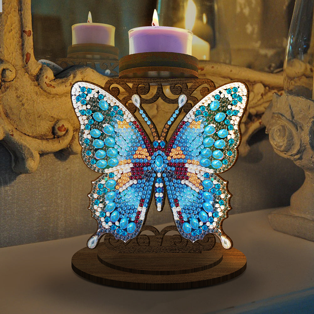 Animal Desktop 5D DIY Diamond Painting Art Candle Holder Home Decor (Butterfly)