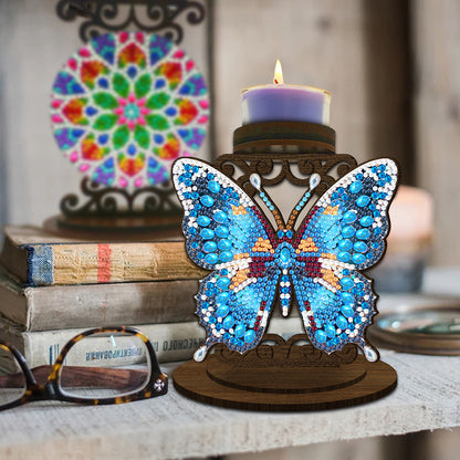 Animal Desktop 5D DIY Diamond Painting Art Candle Holder Home Decor (Butterfly)