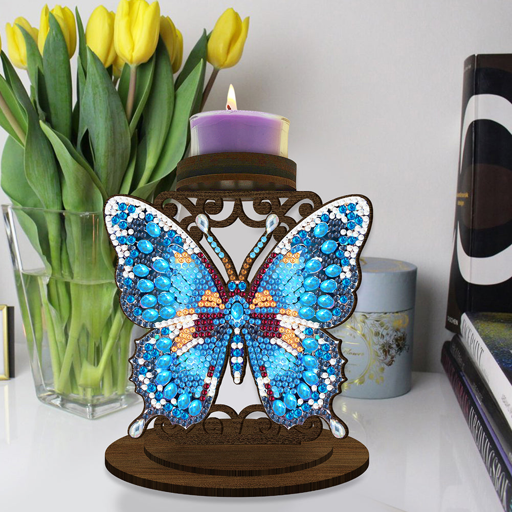 Animal Desktop 5D DIY Diamond Painting Art Candle Holder Home Decor (Butterfly)