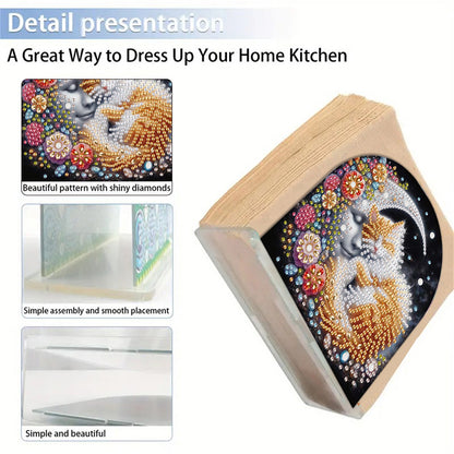 Acrylic Cat Diamond Painting Napkin Rack Diamond Art Paper Towel Holder