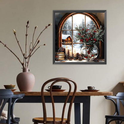 Christmas Snow Windowsill - Full Round Drill Diamond Painting 40*40CM