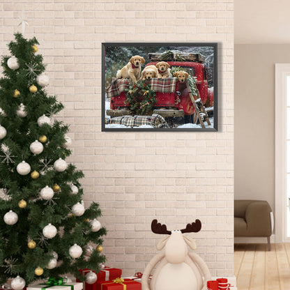 Santa Claus And Puppy - Full Round Drill Diamond Painting 40*30CM