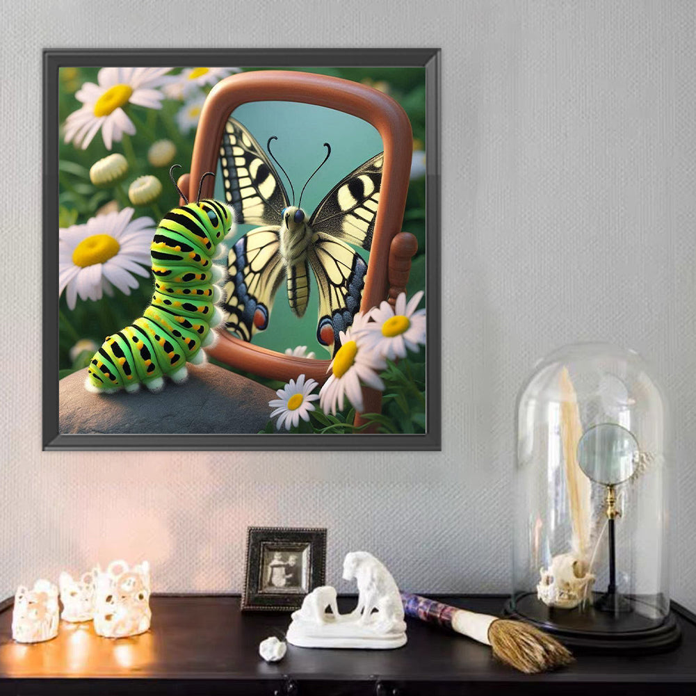 Caterpillar Butterfly - Full Round Drill Diamond Painting 40*40CM