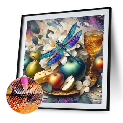 Fruit Plate Dragonfly - Full Round Drill Diamond Painting 40*40CM