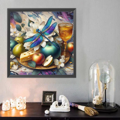 Fruit Plate Dragonfly - Full Round Drill Diamond Painting 40*40CM