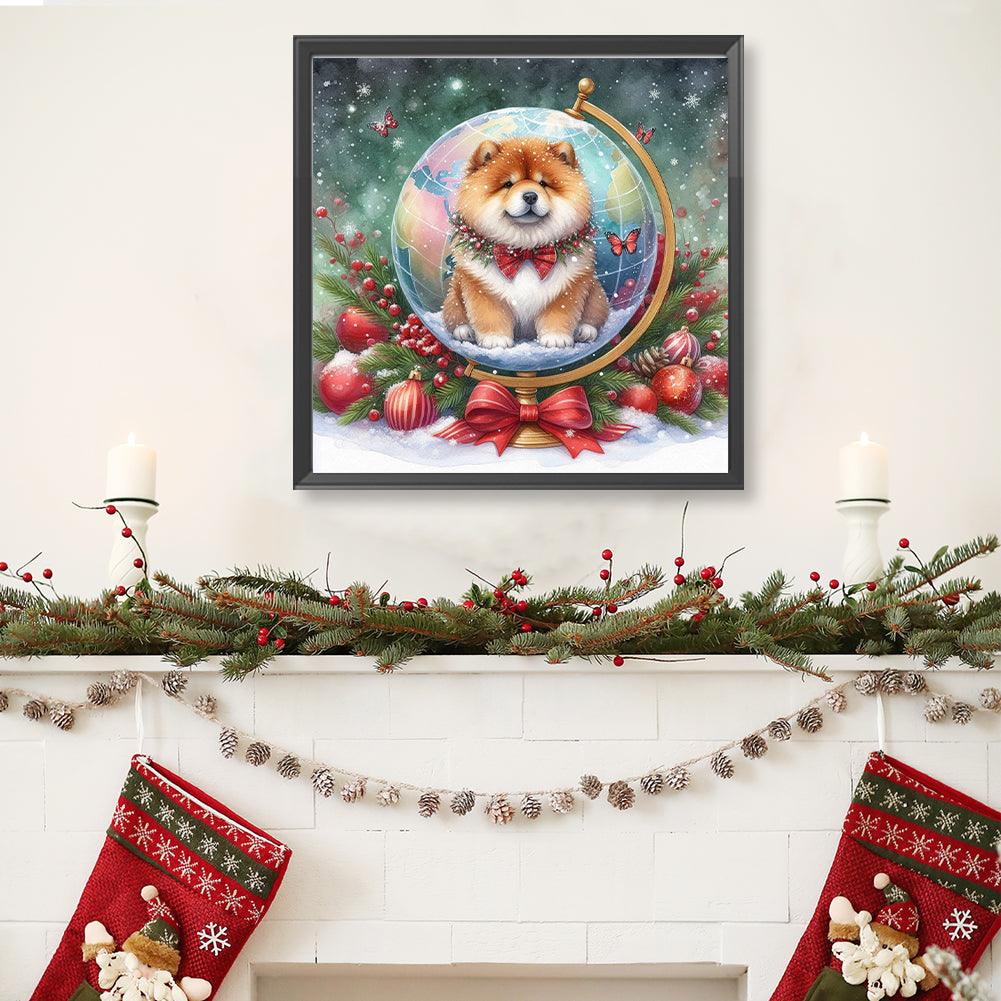 Christmas Globe Chow Chow - Full Round Drill Diamond Painting 40*40CM