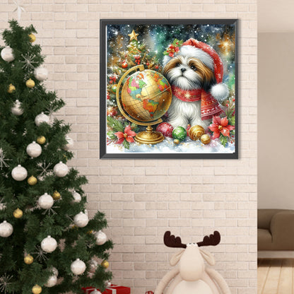 Christmas Globe Shih Tzu - Full Round Drill Diamond Painting 40*40CM