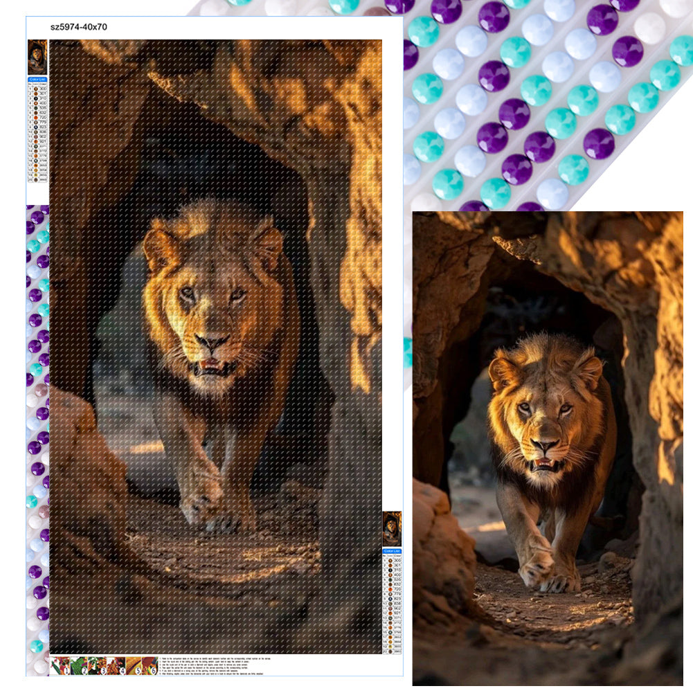 Lion - Full Round Drill Diamond Painting 40*70CM