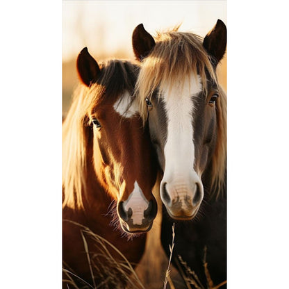 Horses On The Grassland - Full Round Drill Diamond Painting 40*70CM