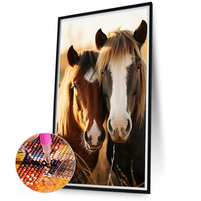 Horses On The Grassland - Full Round Drill Diamond Painting 40*70CM