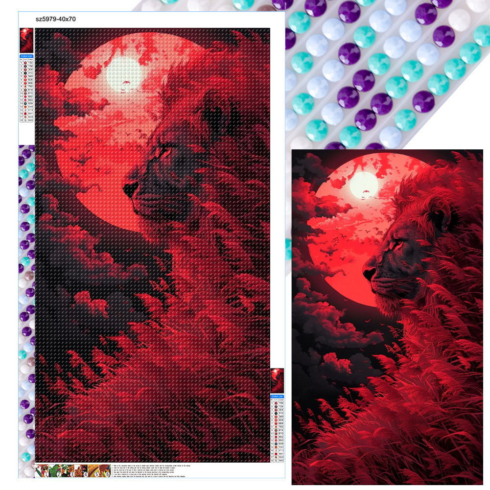 Red Lion - Full Round Drill Diamond Painting 40*70CM