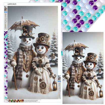 Snowman Couple - Full Round Drill Diamond Painting 40*70CM